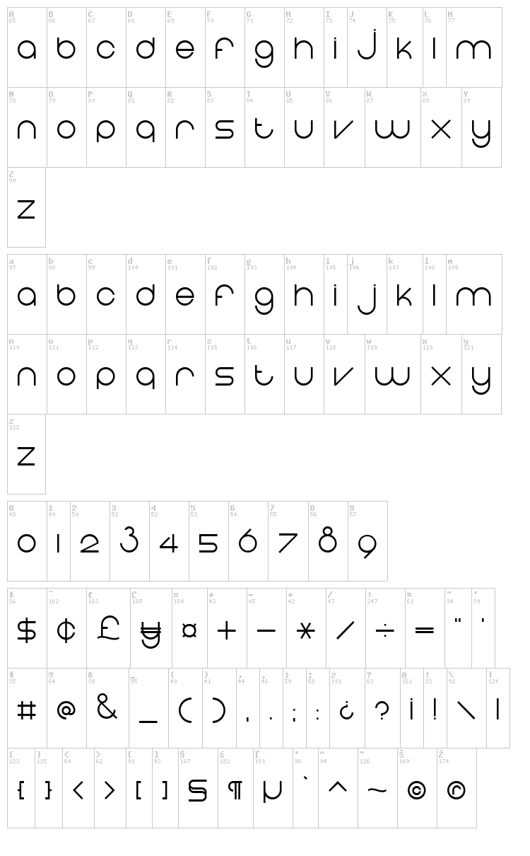 Eight One font map